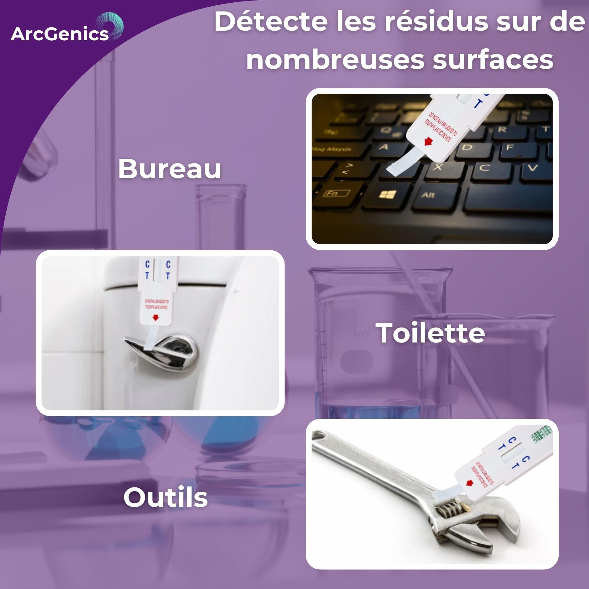 10 x Écouvillons de dépistage de drogues sur surfaces pour opiacés – Détecte les résidus d’opiacés (héroïne, morphine, codéine) sur téléphones, bancs & outils – Test rapide essuyer + tremper – Résulta