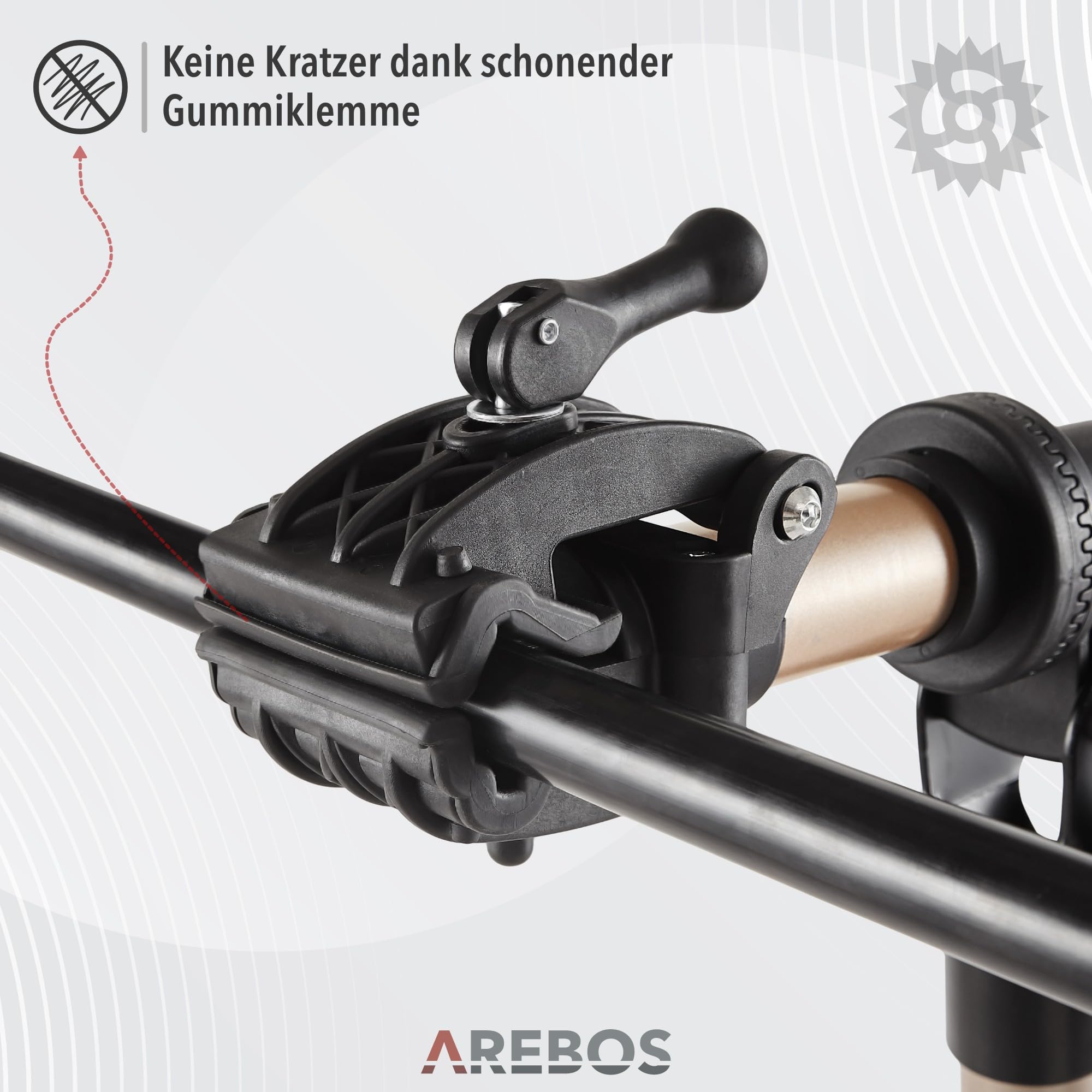 Arebos Fahrrad-Montageständer aus Aluminium – Profi Reparaturständer für E-Bike, Mountainbike & Fahrrad, 360° drehbar, mit Tasche und Schnellspannvorrichtung Champagner
