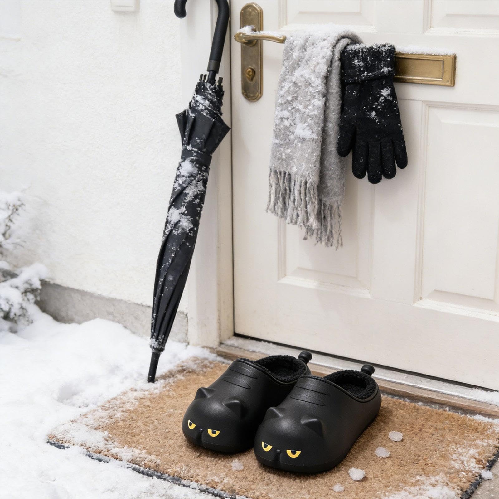 Pantuflas de felpa de invierno, regalo de cumpleaños, divertidas, suaves y antideslizantes, para el dormitorio y el hogar, Negro, 38 39