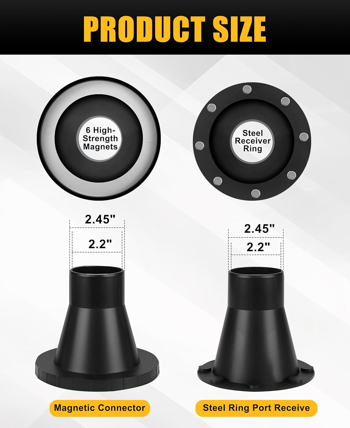 4 Inch & 2.5 Inch Magnetic Dust Collection Fittings, 14-Piece Kit with 11.02lbs Pull Force, Quick Connect Adapters for Woodworking Shop Vacuum Hose & Machinery