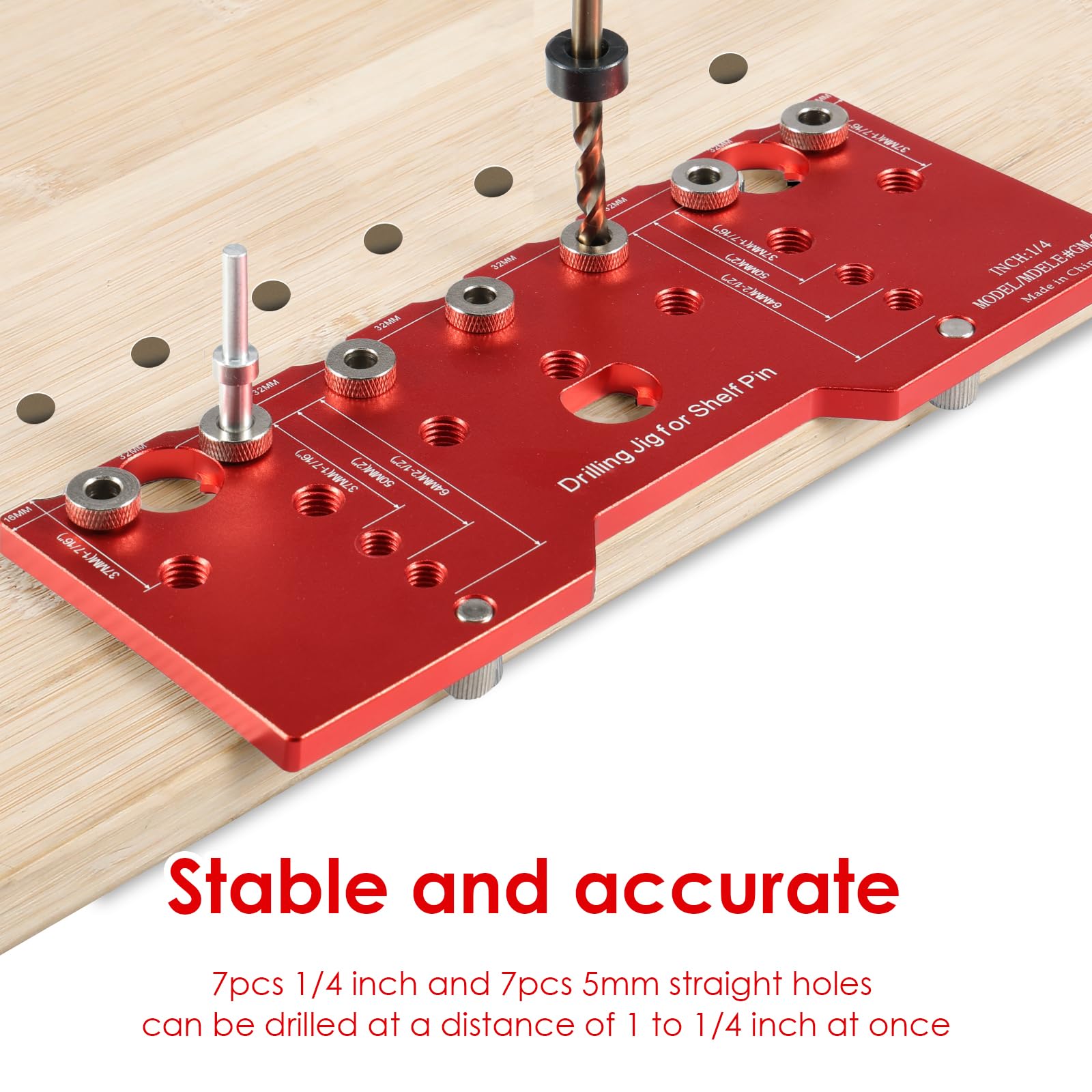 Shelf Pin Jig, 1/4 Inch 5mm Aluminum Alloy Shelf Pin Drilling Guide, Precise Cabinet Mounting Template Jig - Image 2