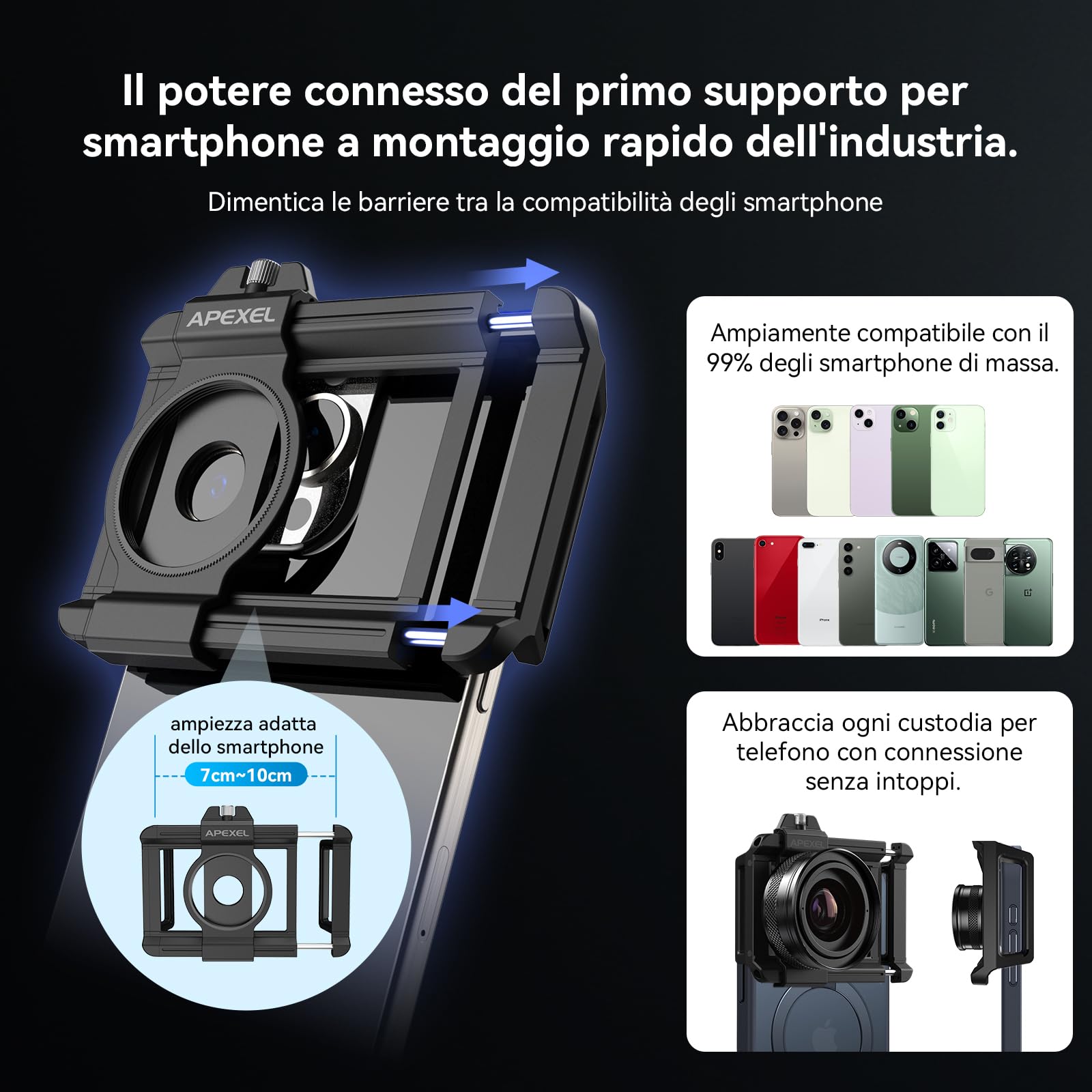 APEXEL ZM100 Obiettivo Macro per Cellulare F1.05 con Clip, Ingrandimento 20X, Lente Macro per Smartphone Adatto per iPhone 17/16/15, Samsung, Google Pixel e Altri Smartphone
