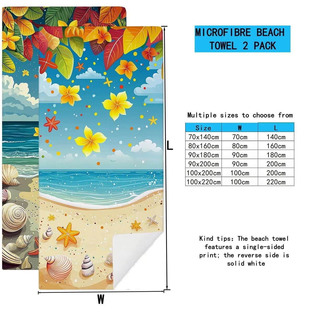 Telo Mare Microfibra, Telo Mare Grande 90x200cm 2 Pezzi, Asciugamano Palestra Donna Asciugatura Rapida, Antisabbia Asciugamano Microfibra, Leggero Asciugamani Palestra per Regalo (Paesaggio) -4500