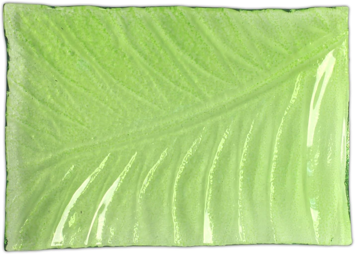Couronne Co. Lime Green Glass Rectangle Leaf Plate