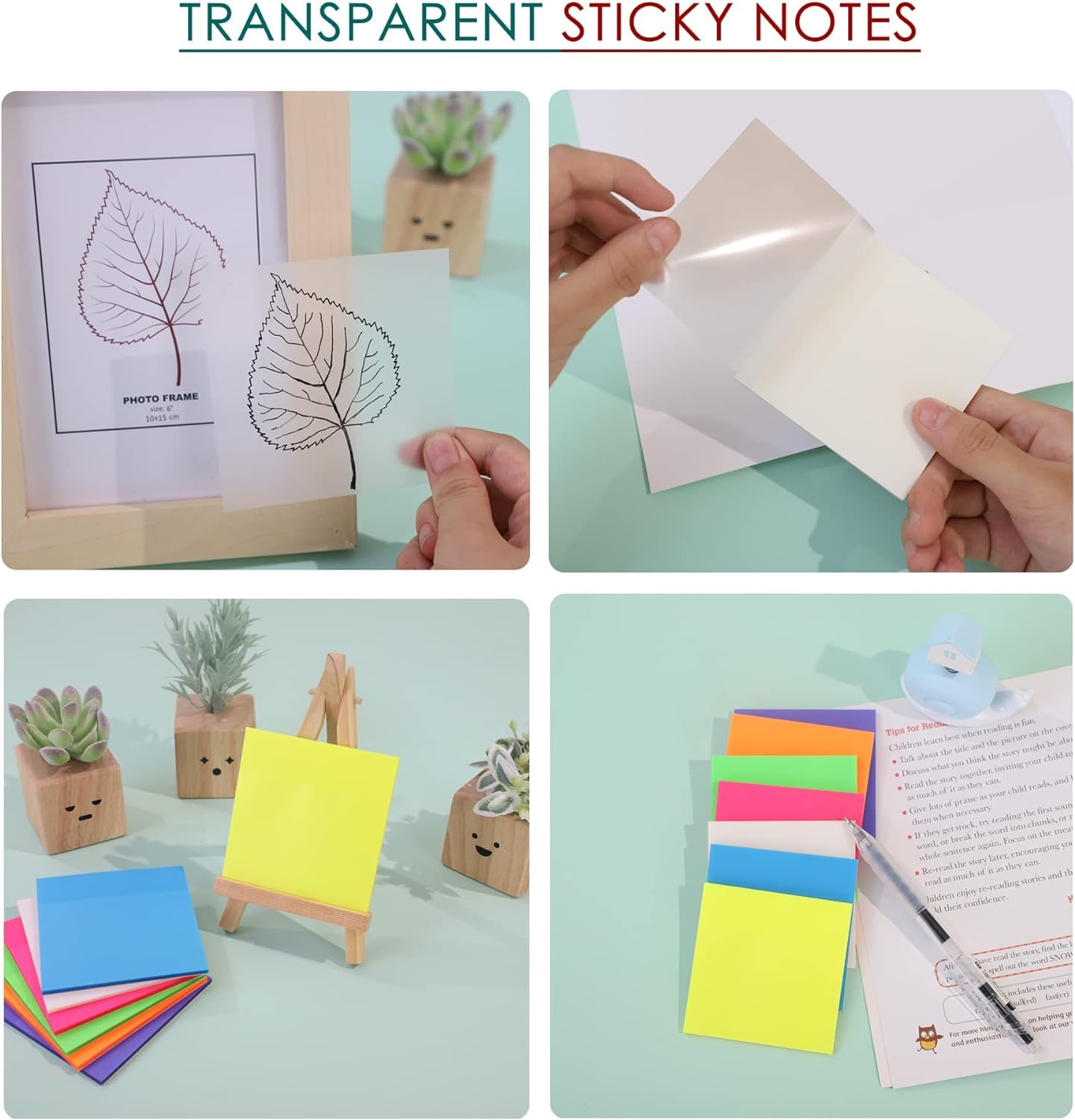 OFIXO Transparente (400 Stück, gelb, 7,6 x 7,6 cm), selbstklebende Haftnotizen, OFIXO klar, durchsichtiger Post für Planer, Büro, Schule, Universität, Lehrer, Studentenbedarf