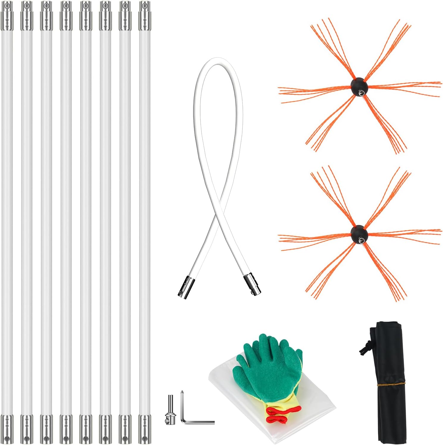 Chimney Sweep Kit, 26FT Chimney Cleaning Tool with 8 Nylon