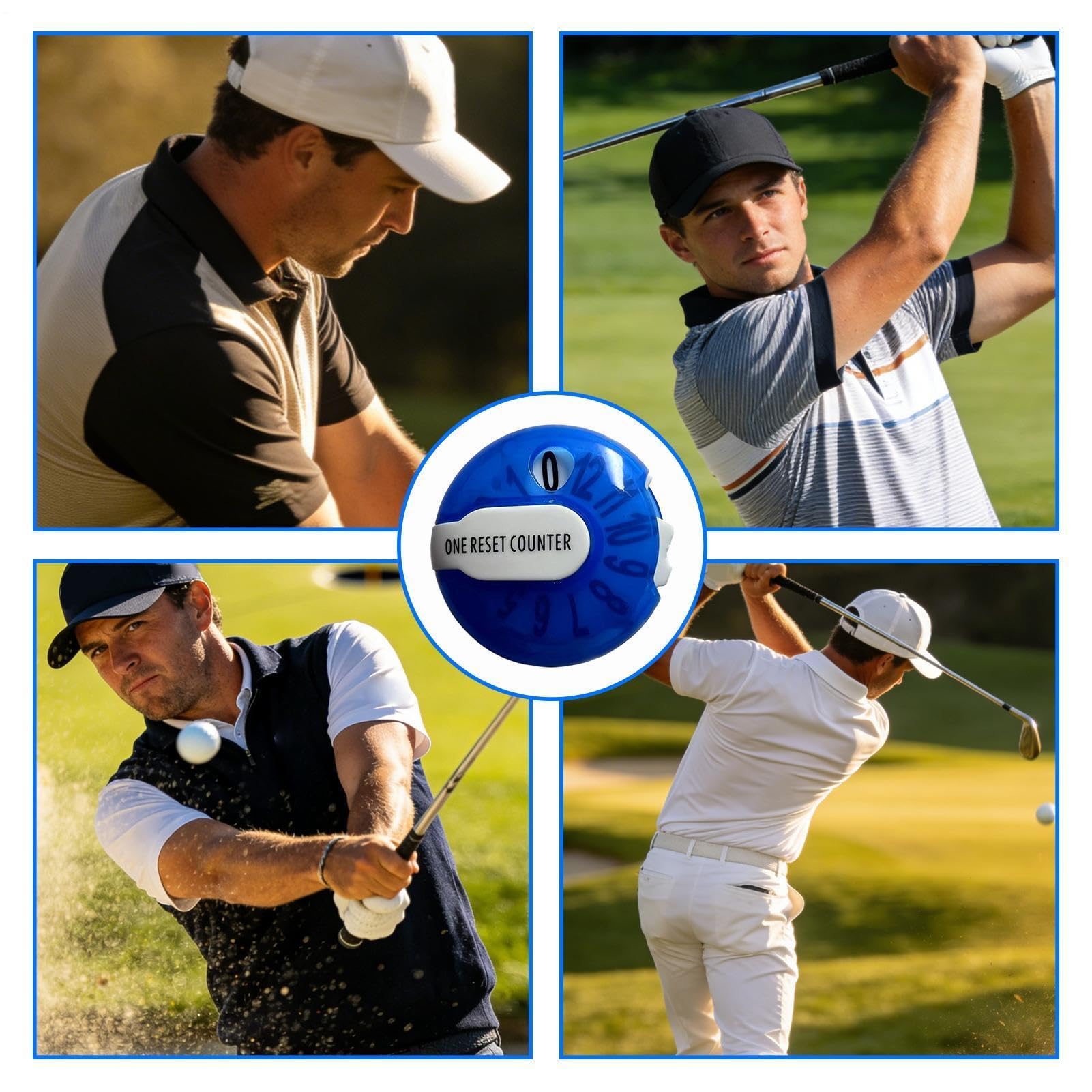 Mini Contador Golf Clicker 12 Golpes, Contador Puntuación para Guante Gorra, Reseteo Un Toque, Duradero Ligero