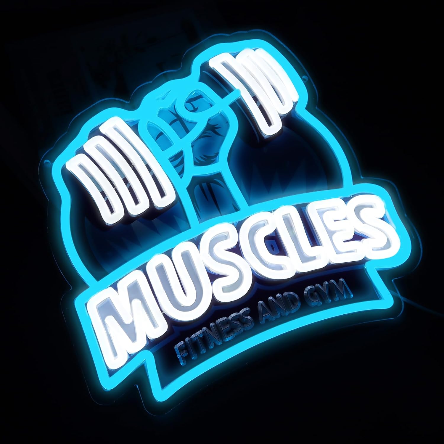 Gym Neon Lights Muscles Neon signs for Home,Bedroom,Sports-themed Spaces,Club,Party Gift Art for Boys Girls Sports Fans- 12.91 x 12.2IN-USB Powered-Acrylic
