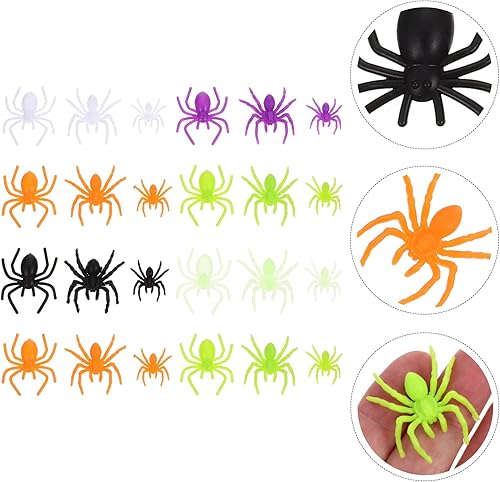 Miniatura 8 de PRETYZOOM 200 arañas de plástico para Halloween, pequeñas arañas falsas, juguete de broma realistas, pequeñas arañas terroristas, accesorios de