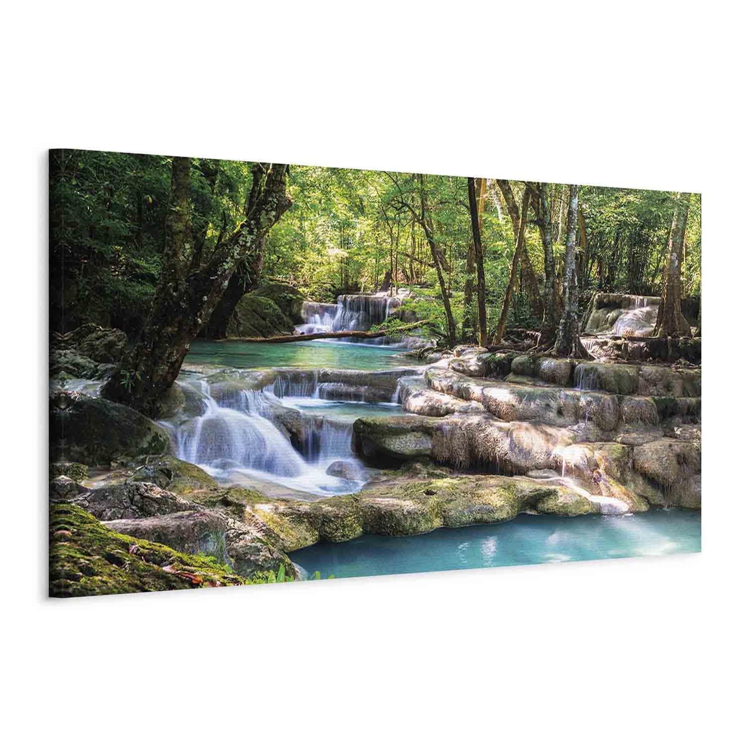 murando - Quadro Cascata Paesaggio 150x50 cm 1 Pezzo Stampa su Tela Strutturata XXL Quadri Moderni Murale Arte Moderno Grafica Decorazioni da Parete Pittura Immagini Decori Natura c-B-0258-b-a