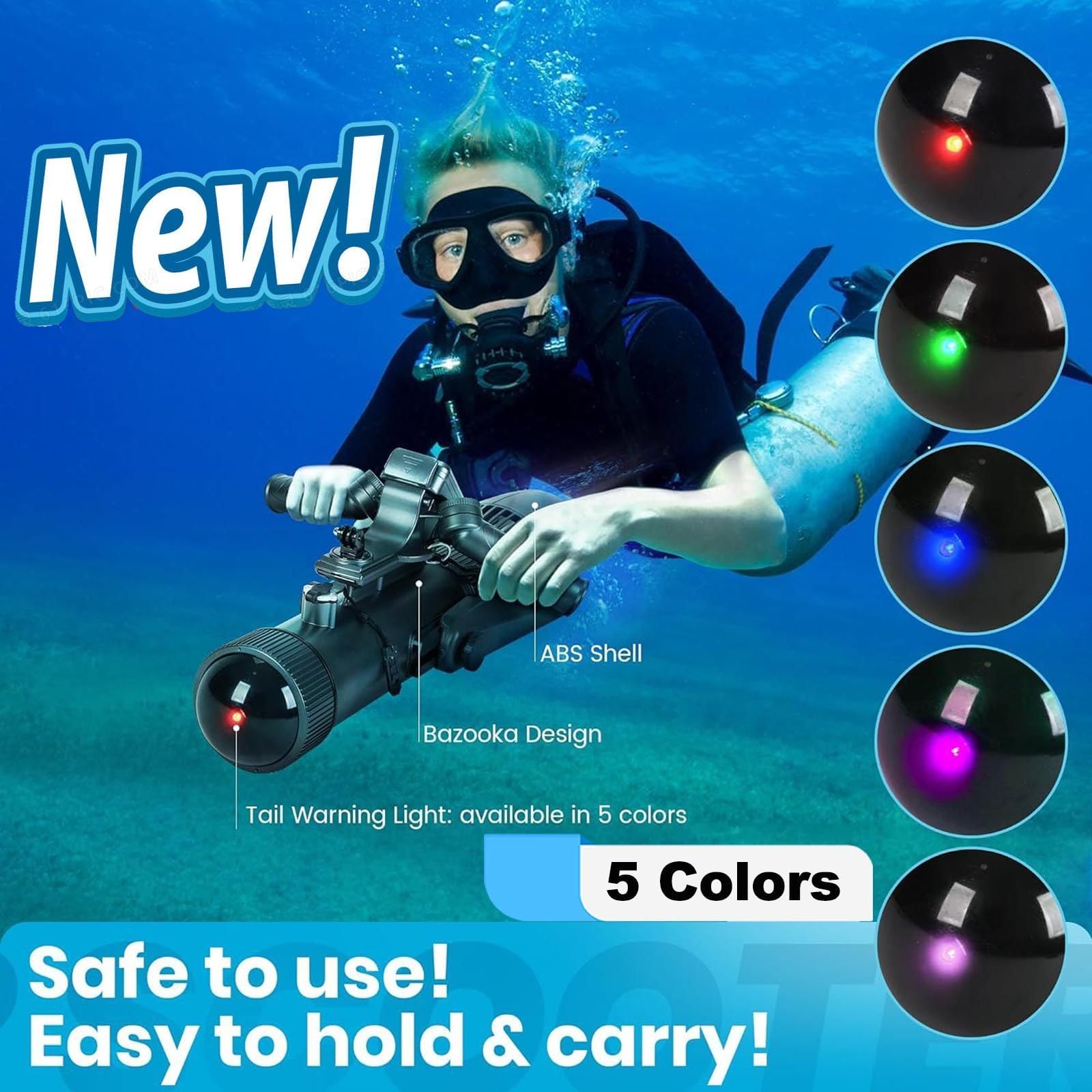 500W Scooter Submarino eléctrico (2025 Nuevo), Scooter Marino Que controla el Pulgar, Velocidad de la Hoja 1800-2700 RPM, para el Supple de Paleta, Piscina, Buceo y Snorkel, Scooter de Agua