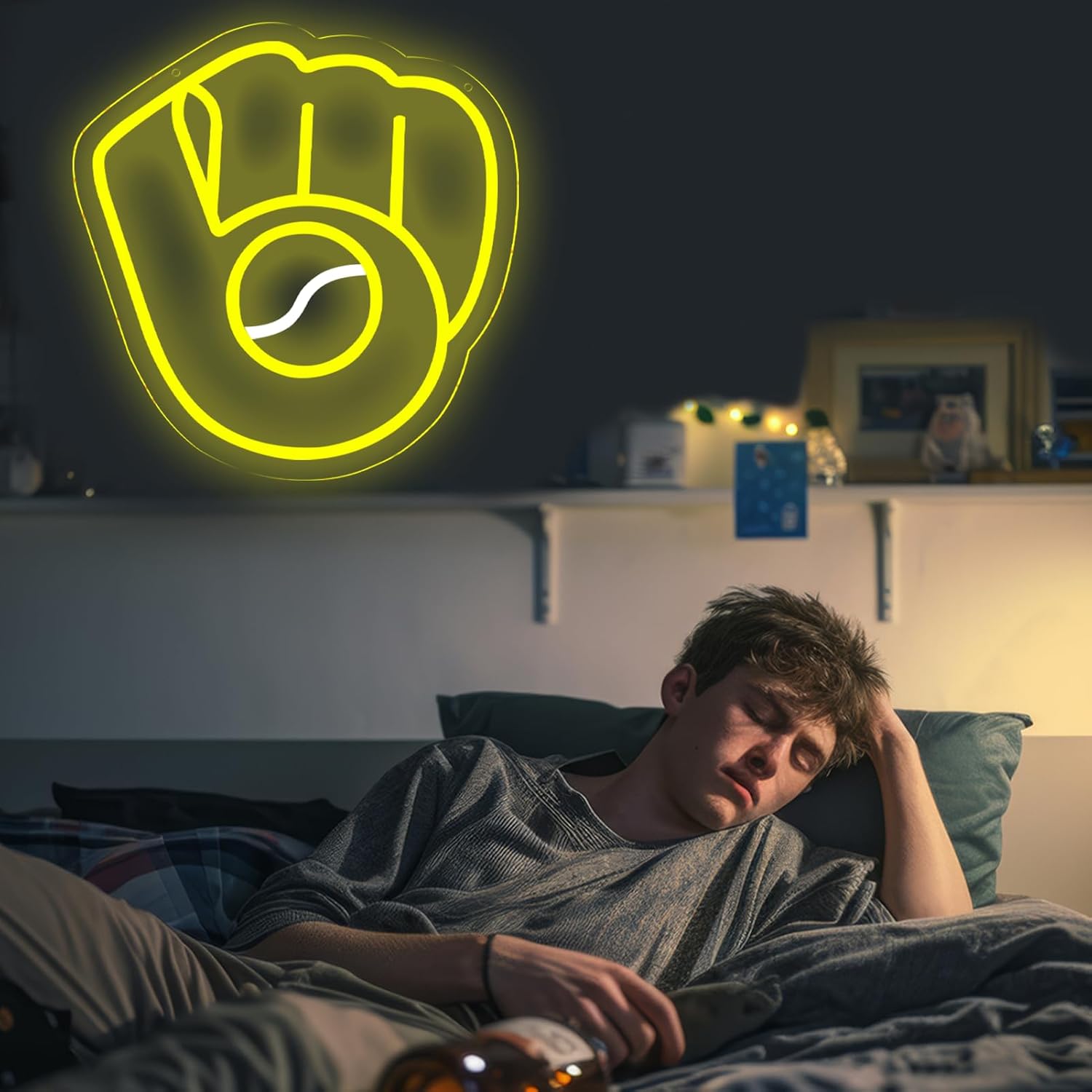 Balanar LED Baseball Neon Sign, Yellow and White Neon Light, 12.4 x 12.2 Inch, 5V Dimmable, Perfect for Christmas and Birthday Gifts - Image 7