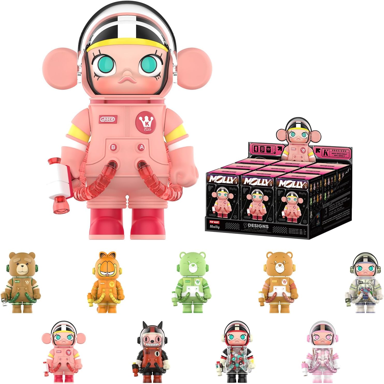 - MEGA Space Molly 100% Series 3, Molly Blind Box Figures, Random Design Action Figures Collectible Toys Home Decorations, Holiday Birthday Gifts for Boys and Girls, Whole Set