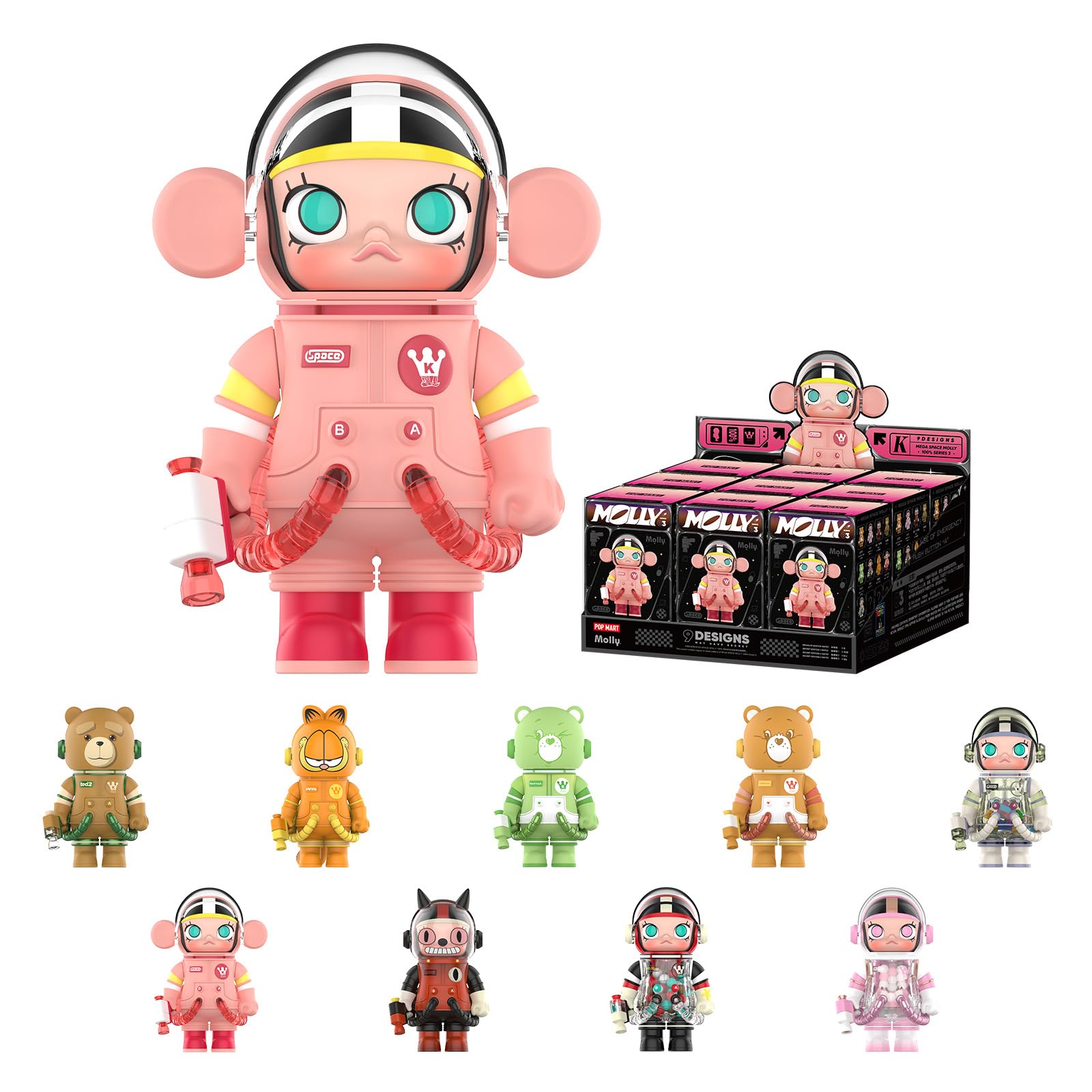 MEGA Space Molly 100% Series 3, Molly Blind Box Figures, Random Design Action Figures Collectible Toys Home Decorations, Holiday Birthday Gifts for Boys and Girls, Whole Set
