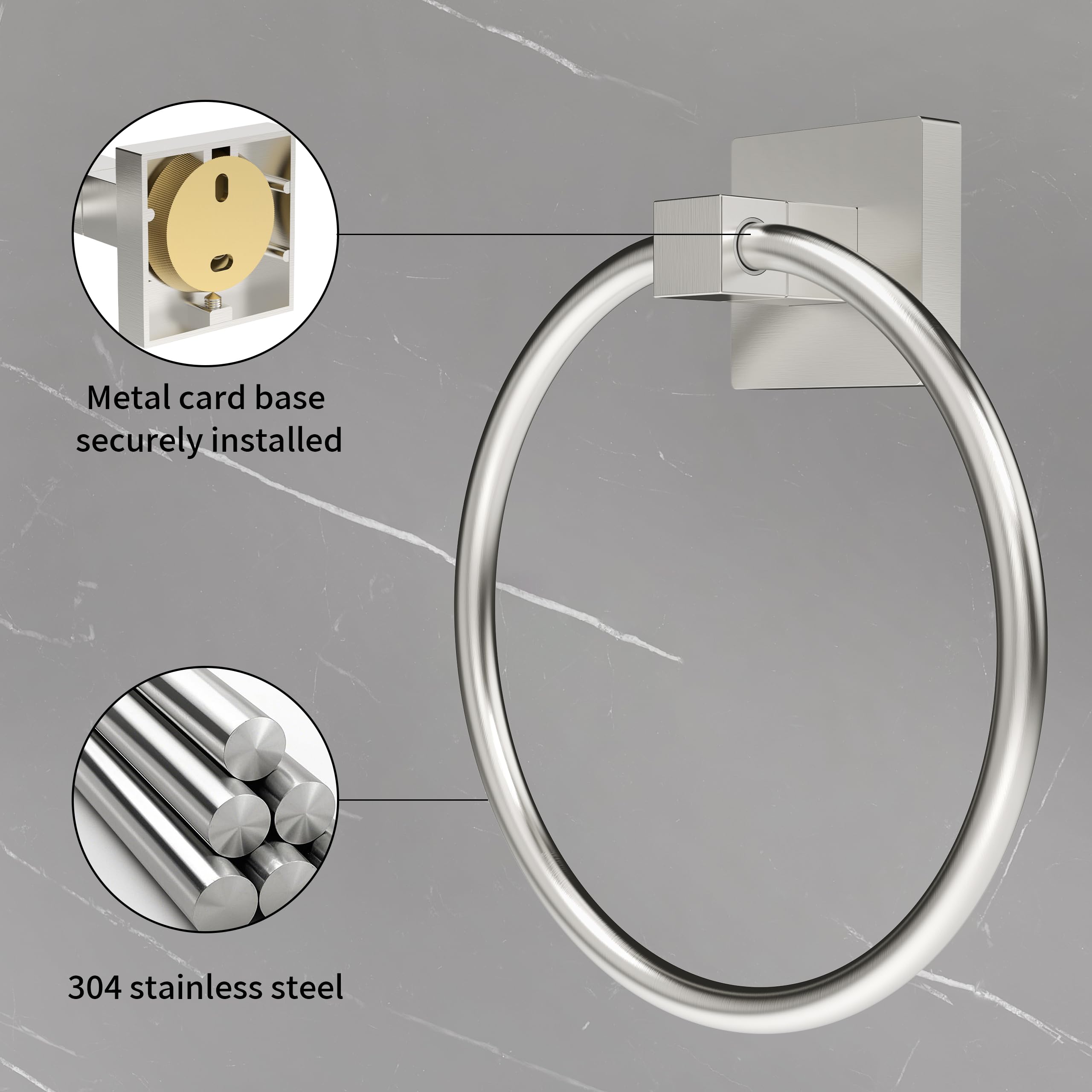 Porte-rouleau de papier toilette mural et anneau porte-serviette en acier inoxydable chromé pour salle de bain et WC
