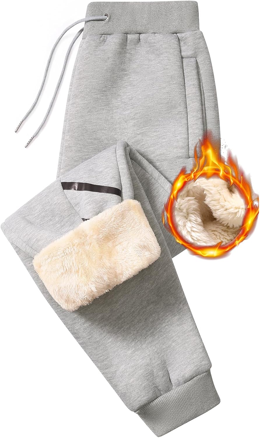 UMIPUBO Mens Fleece Lined Jogger Soft Cotton Jogging Bottoms Pants with Pockets Winter Warm Tracksuit Bottoms Thermal Casual Sweatpants Drawstring Sports Trousers Gym Running Outdoor