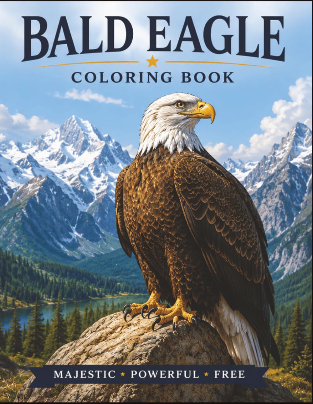 Bald Eagle Colouring book: Majestic Bald Eagles in Stunning Wilderness Landscapes | 50 Realistic Nature Scenes for Relaxation and Creativity