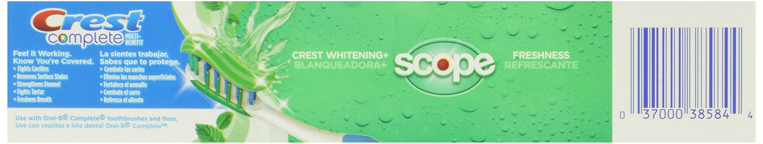 Crest Complete Whitening Plus Scope Minty Fresh Toothpaste, 6.2-Ounce (Pack of 3)