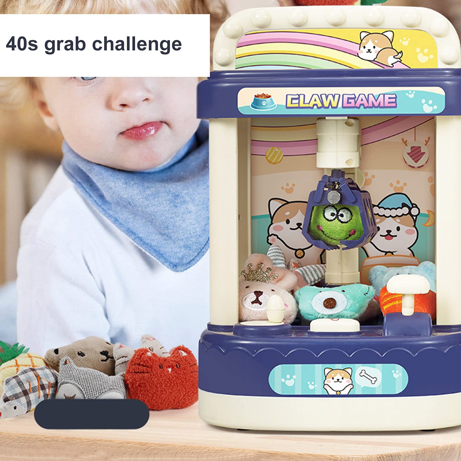 Mini Gioco di Artigli per Bambole di Caramelle per Bambini con Musica Leggera per Il Divertimento in Famiglia a Casa con Materiale ABS Resistente (Mini Macchina per Bambole Blu