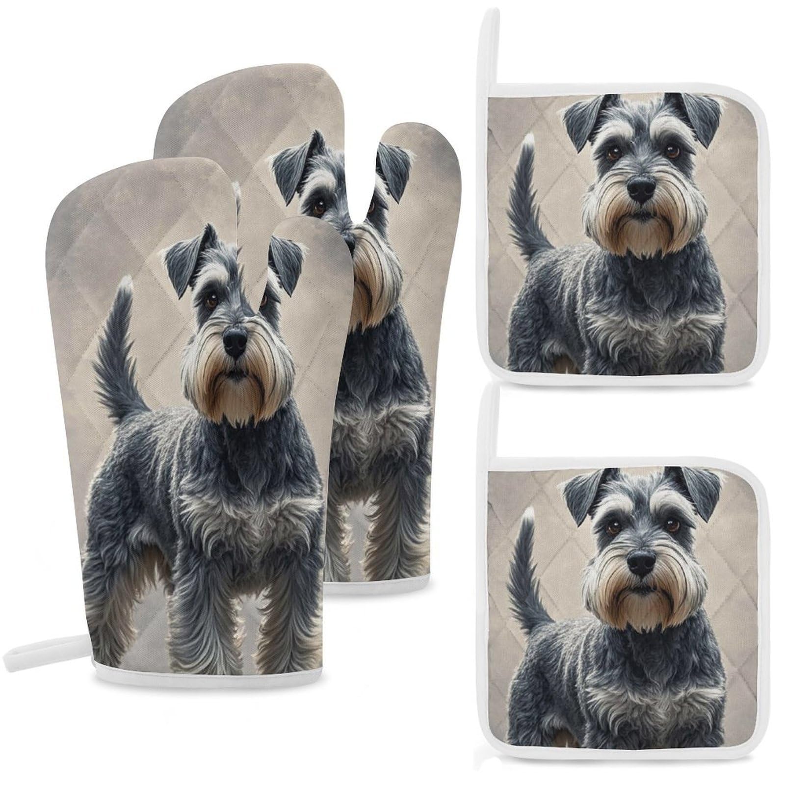 Maniques Schnauzer lot de 4, le cadeau de cuisine idéal pour cuisiniers et boulangers