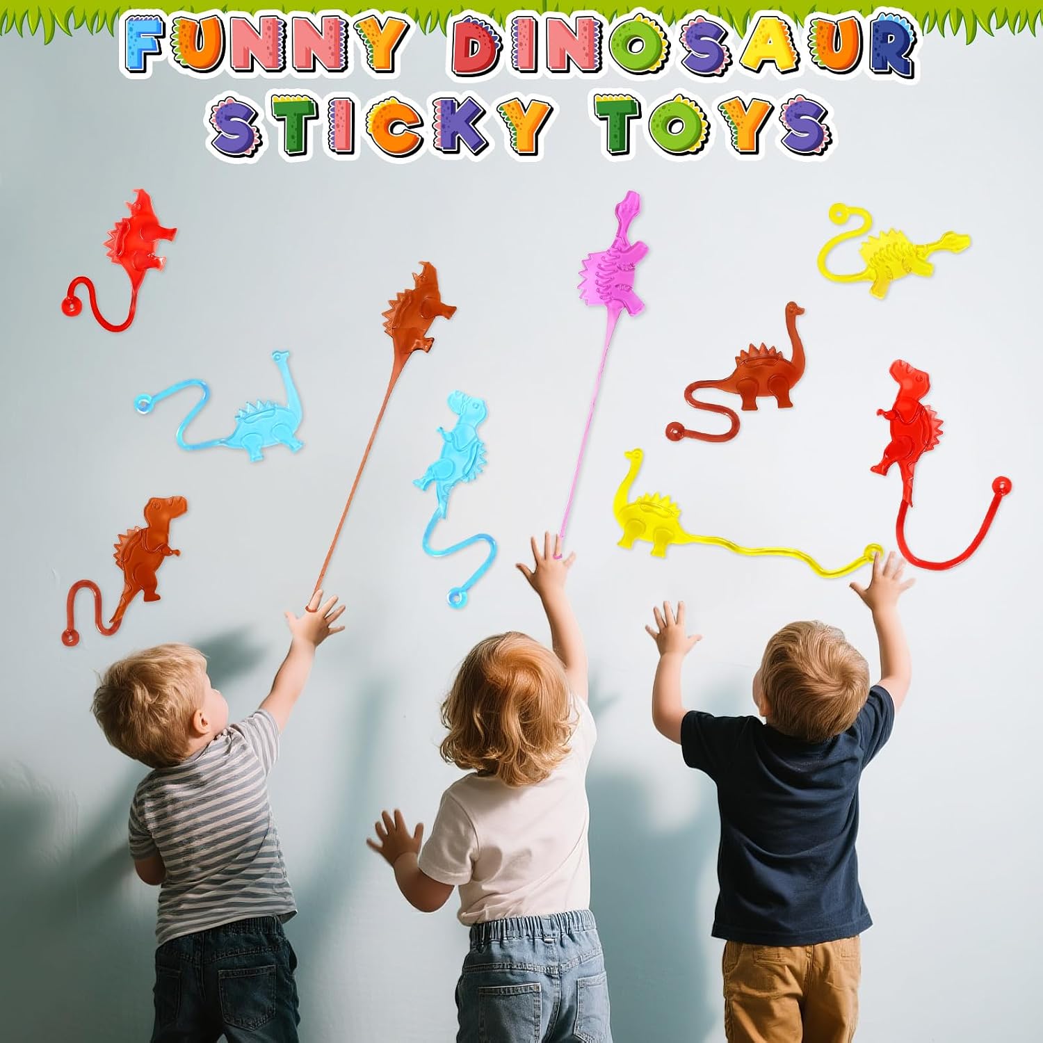 24PCS Dinosaur Sticky Hands Toys for Kids, Rubbery Stretchy Sticky Goodie Bag Stuffers Toy for Animal Party Favor Supplies, Dinosaur Sticky Toys for Boys Girls Classroom Prizes