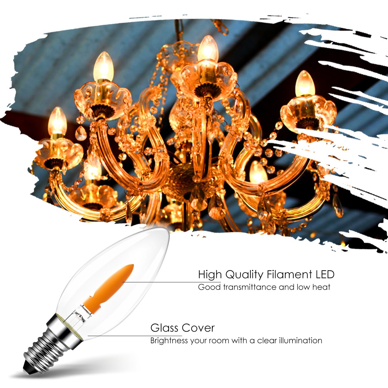 LVWIT E14 Flame Bulb,Fire Flickering Chandelier Candle Light Bulbs,1800K Warm Light E14 Flickering Flame Bulb,Orange Light Bulb for Party Patio Porch Indoor Decorations,Non-Dimmable(6 PCS,2 Modes) - Image 4