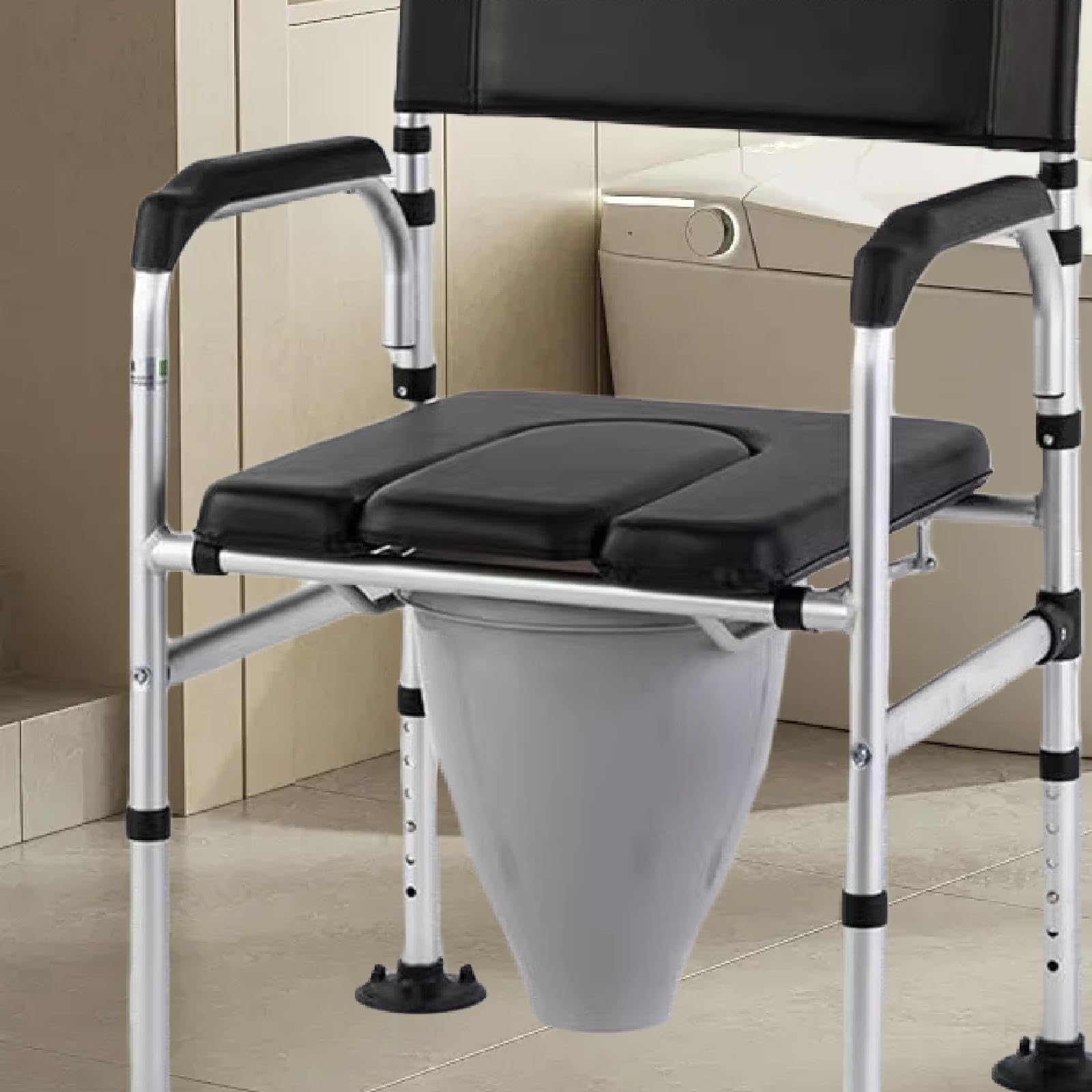 Sharplace Cojín de PVC para inodoro, acolchado grueso para adultos postrados en cama, ideal para sillas de ruedas, ducha y baño.