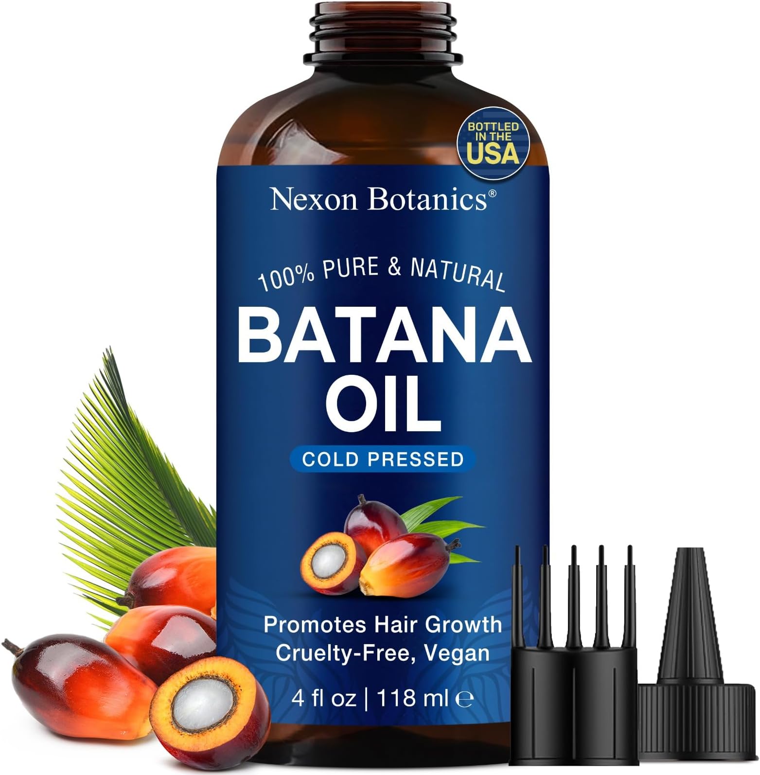 Nexon Botanics Raw Batana Oil for Hair Growth 4 fl oz - 100% Pure, Natural, Cold-Pressed Oil for Hair, Skin, Face & Lashes - Aceite de Batana