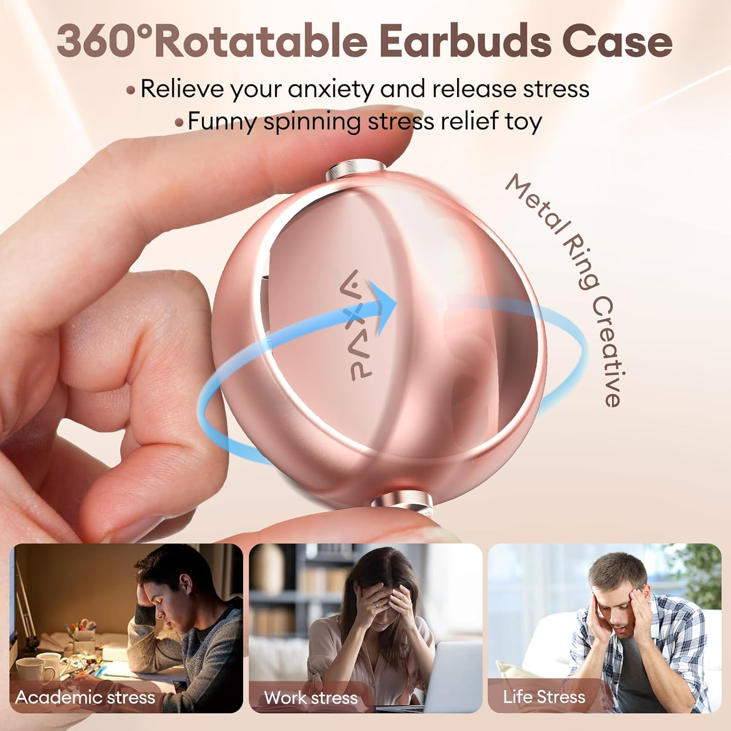 2 in 1 Clip on Open Ear Headphones Wireless Earbuds, 0 Delay Bluetooth 6.0, Ultra-long 140H Play, Auto L-R Recognition Touch Control, Hybrid Noise Reduction for Work Fitness Daily Use,Ctbuds Rose Gold - Image 7