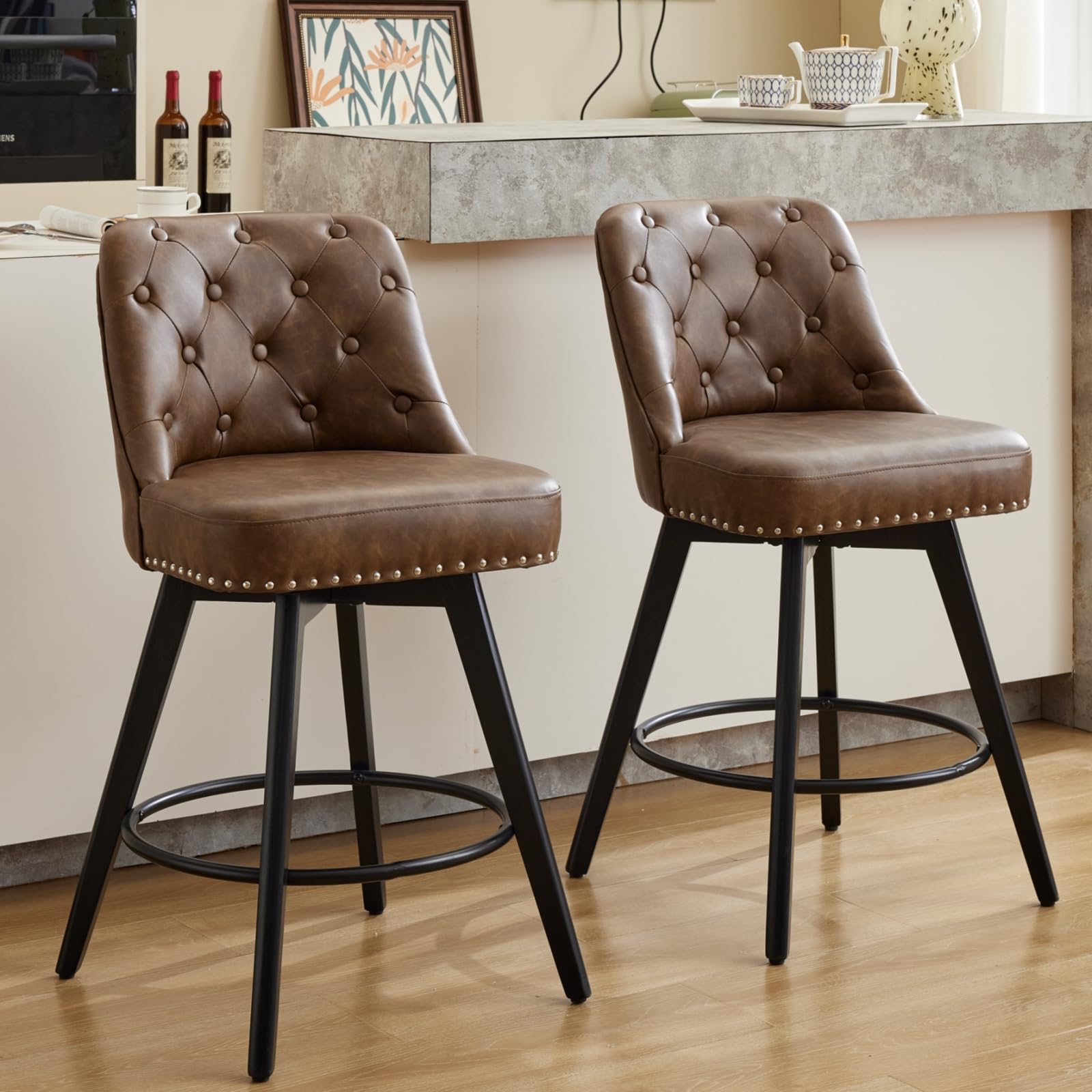 Swivel Counter Height Stools Set Of 2 Swivel Bar Stools - 26 Inch ...