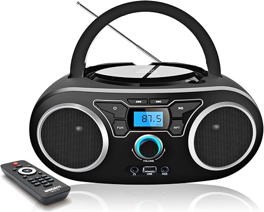 WISCENT Lettore CD Portatile Boombox, avec Bluetooth | Radio FM...