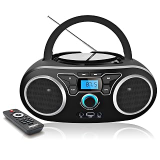 Lecteur CD avec Bluetooth, Radio FM Stéréo avec Son Cristallin, Lecture MP3/CD/CD-R, Entrée USB &AUX-in, Prise Casque, Ecran LCD, Lecteur CD Boombox Portable - Les Beatles, Paul McCartney, John Lennon, RIngo Starr, George Harrison
