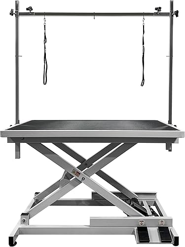 Mesa elevadora eléctrica profesional de aseo para perros, duradera, resistente, altura ajustable, mesa de aseo para mascotas con niveladores, brazo