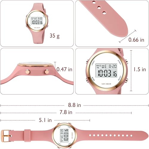 Miniatura 5 de XCZAP Relojes electrónicos unisex para hombres y mujeres, 164.0ft, impermeable, deportivo, digital, correa de silicona, cronógrafo, reloj rectangular