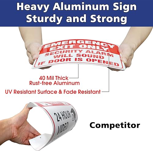 Miniatura 5 de Solo salida de emergencia alarma de seguridad sonará si la puerta está abierta, paquete de 4, 10 x 7 pulgadas, aluminio libre de óxido, protección