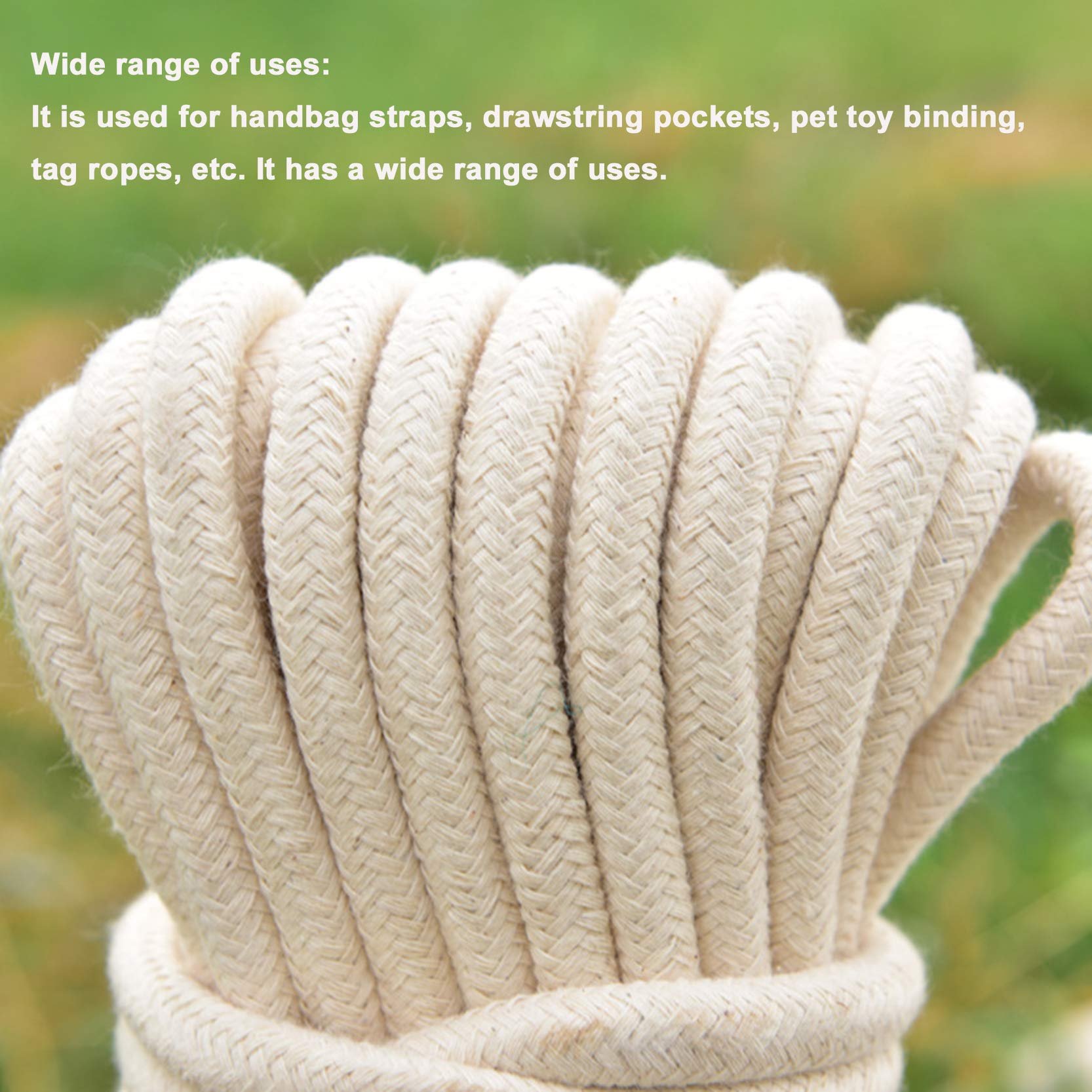 ZNKZJ Cuerda de algodón macramé 100M, Cuerda macramé Suave Fuerte, Cuerda hilada con núcleo Trenzado, Cuerda multifunción Tejida a Mano para Tender la Ropa Cuerda de asta de Bandera,White-5mm