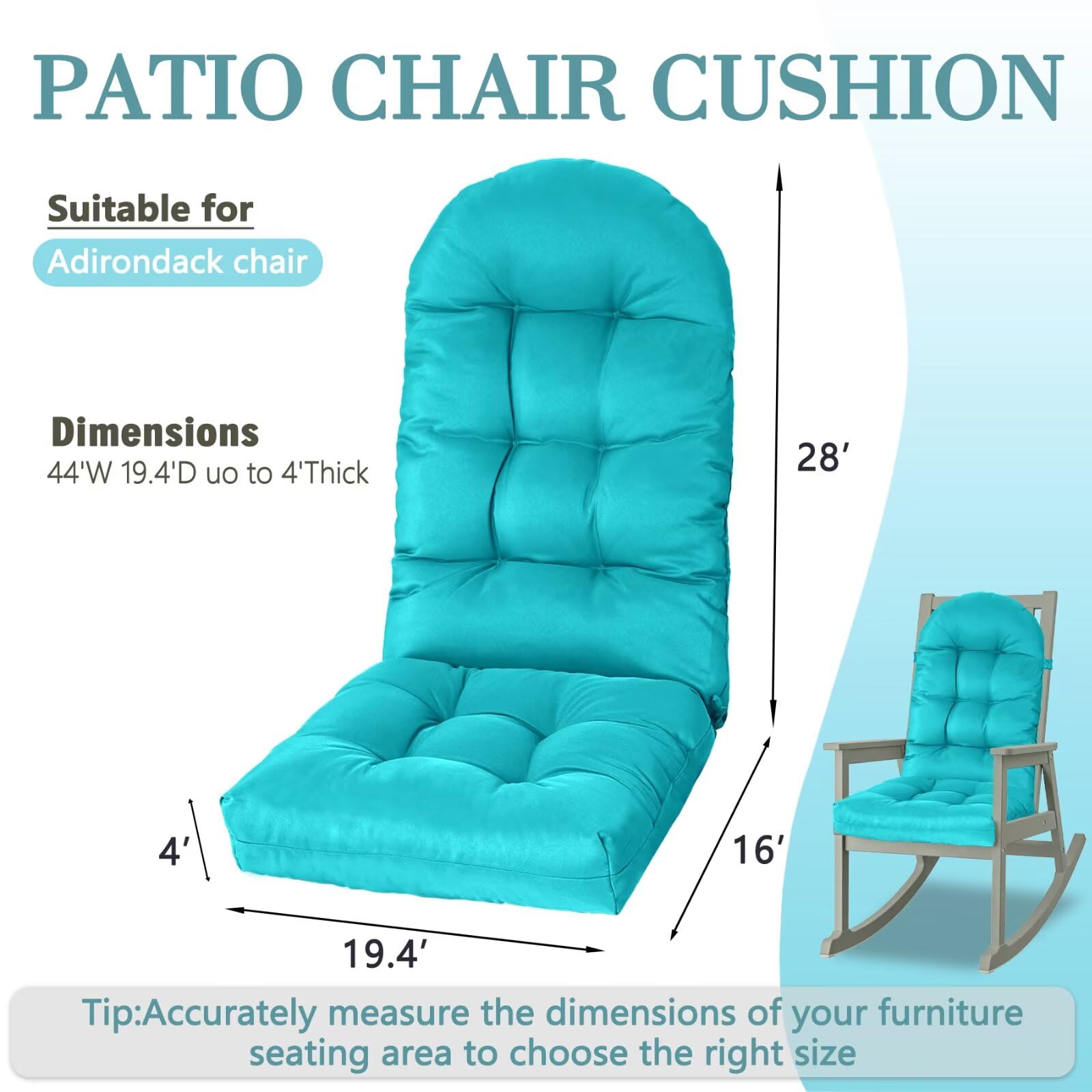 Adirondack Coussin De Chaise à Bascule épais Pour Intérieur Et Extérieur, Imperméable Et Résistant à La Décoloration Pour Intérieur Et Extérieur, 100 X 50 Cm (beige