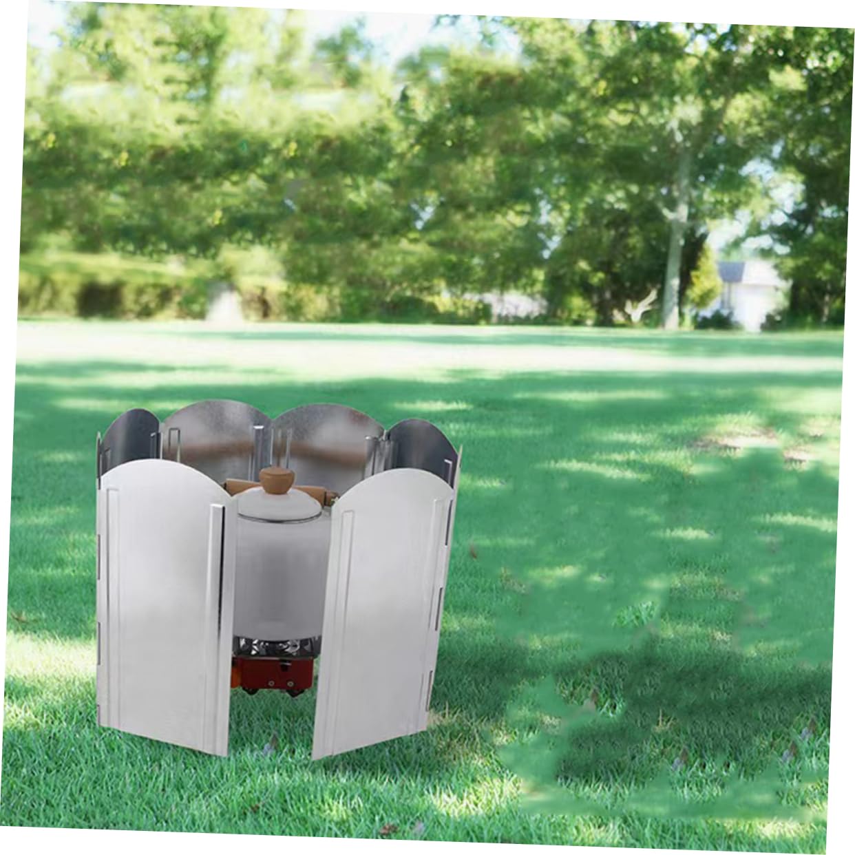 ARTSEWPLY 1set Portable Windproof BBQ Windscreen Foldable Camping Deflector for Outdoor Stoves Design Pegs for Picnics and Hiking