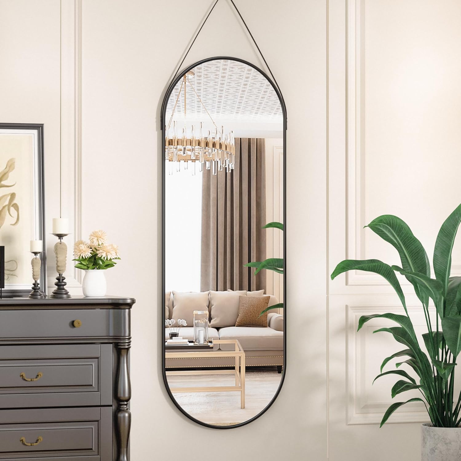 Antok Full Length Mirror, 16"x48" Wall Mirror Full Length