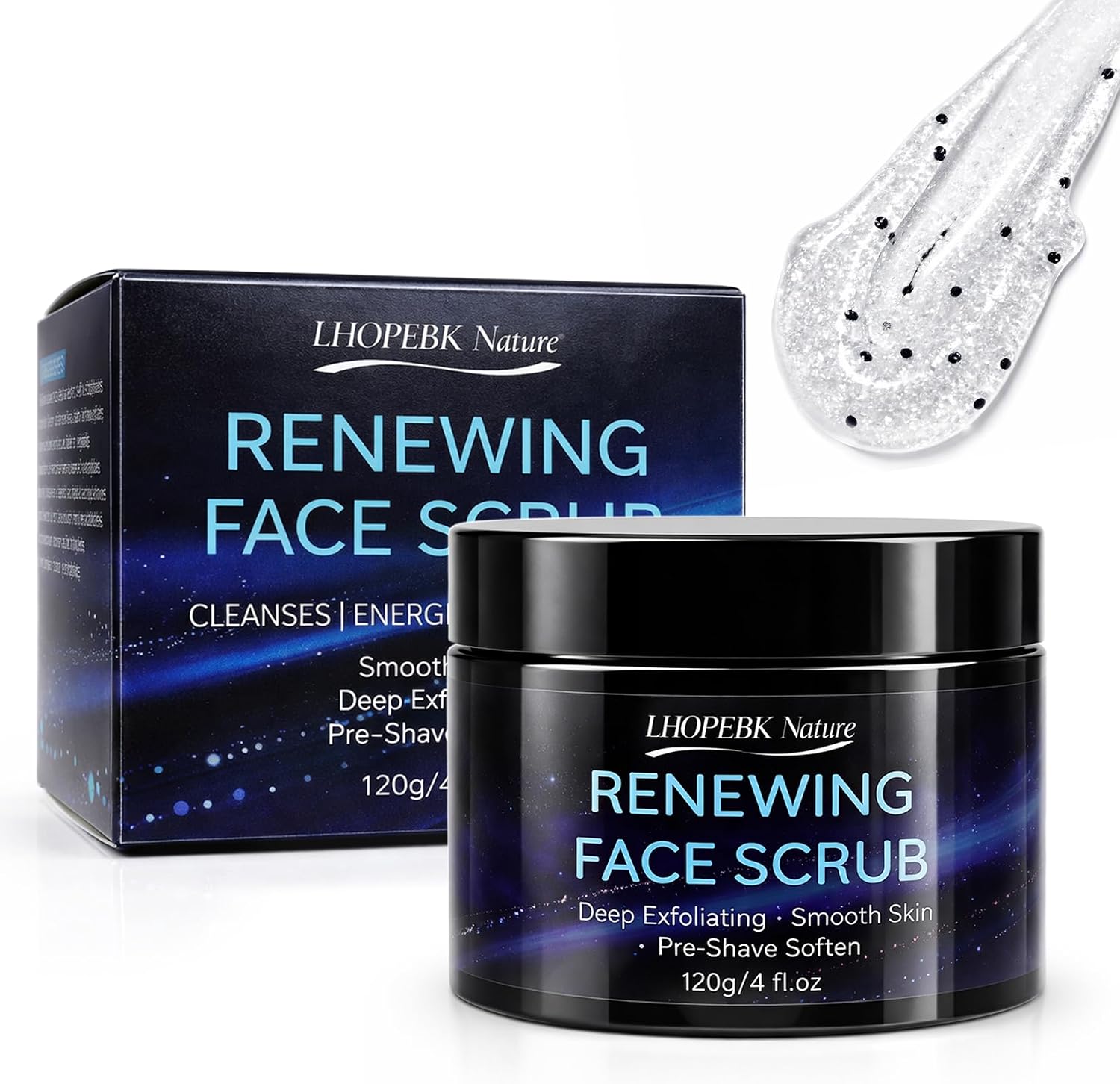 Face Scrub for Men: 120g Natural and Organic Deep Exfoliating Facial Scrub Formulated with Jojoba Beads Coffee Extract Suitable for All Skin Types