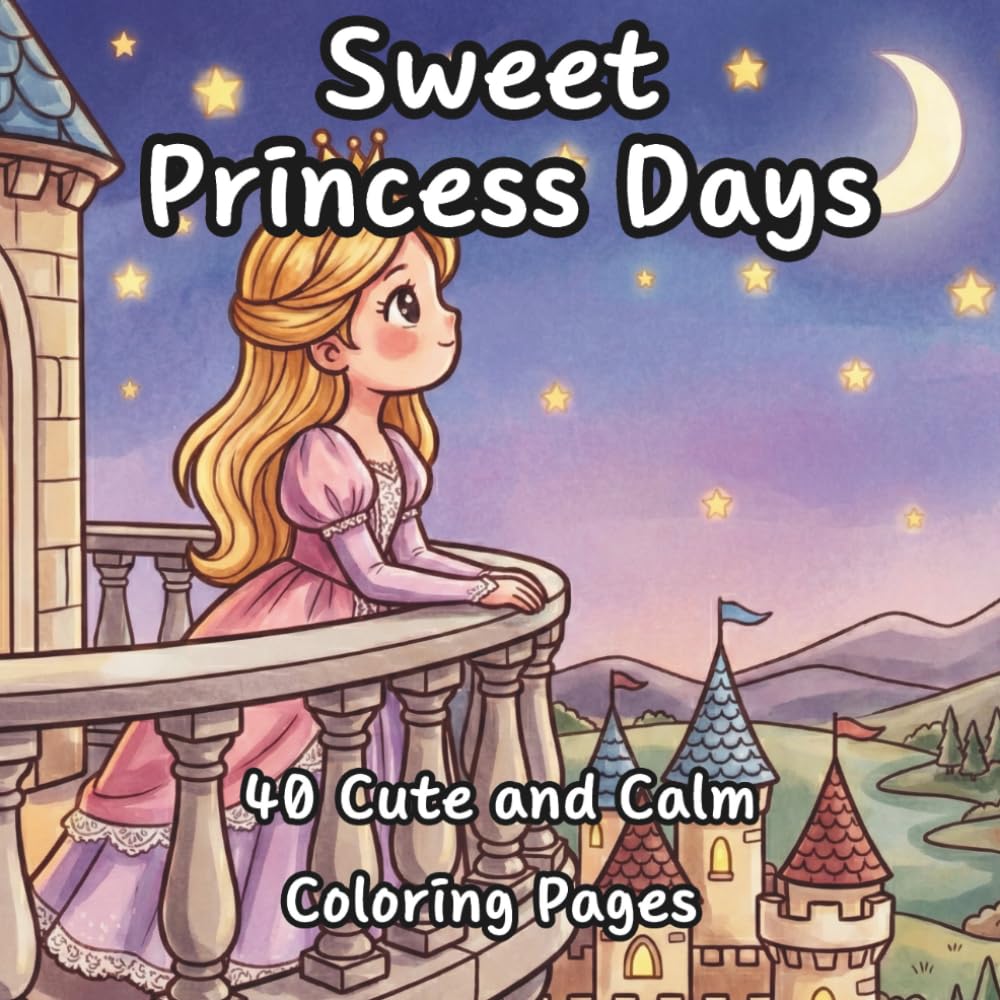 Sweet Princess Days: 40 Cute and Calm Coloring Pages (Easy Relax Coloring)