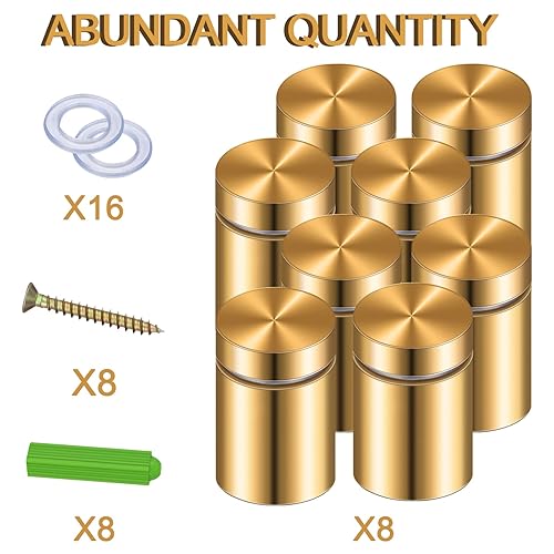 Vista 27 de Ferraycle 8 juegos de tornillos de separación de acero inoxidable para publicidad, montaje de metal para colgar marcos de fotos acrílicos