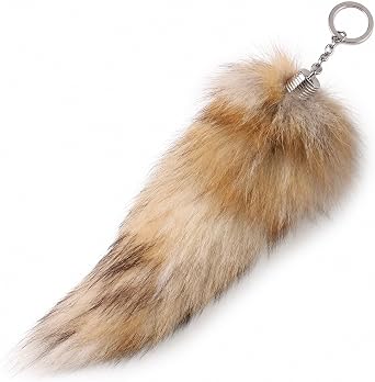 Fluffy Faux Fur Tail Keychain Brown Bag Charm Accessories | Large Faux Fur Tail Charm for Handbags, Car Keys, Backpacks, Cosplay Styling, and Purse Decorations