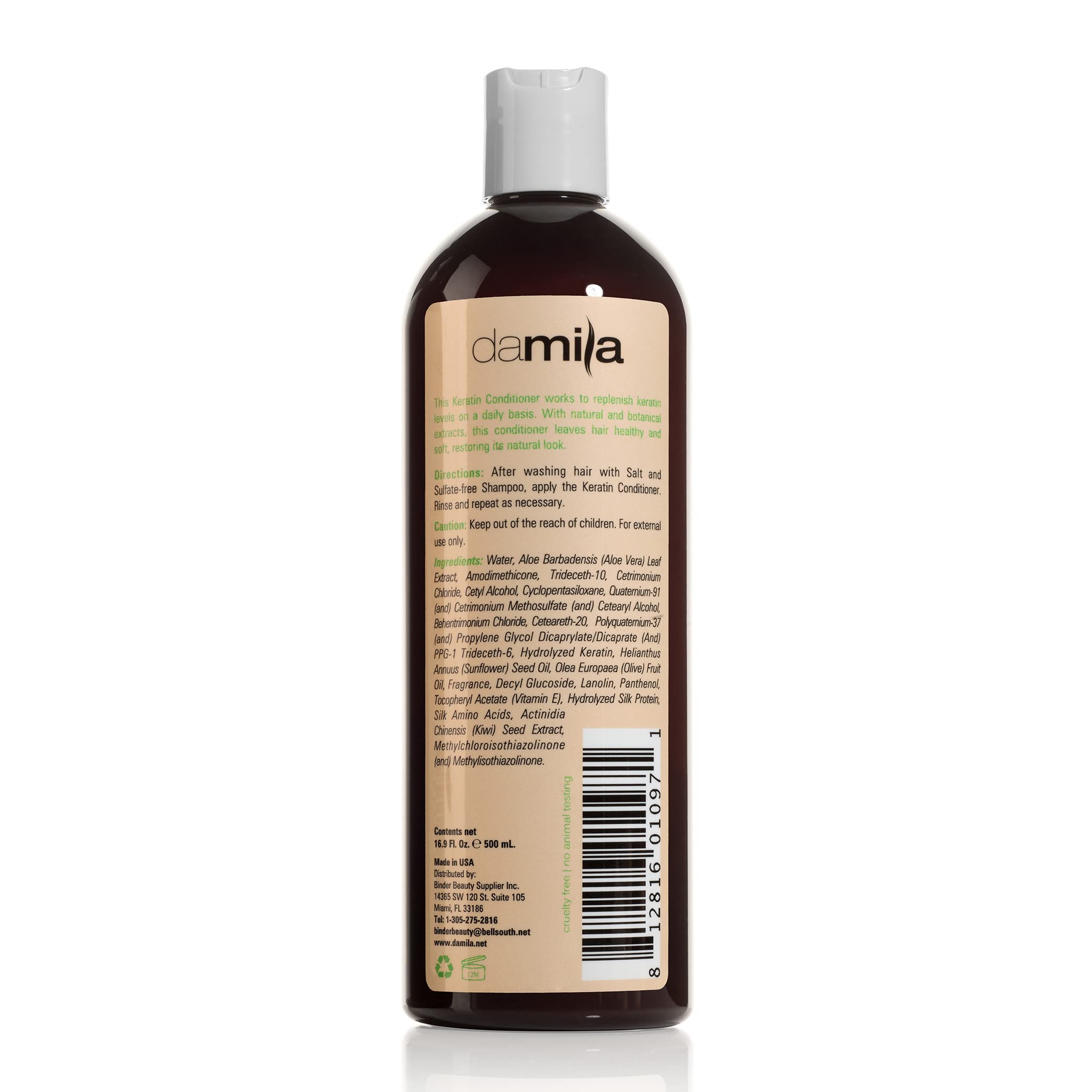 damila Balsamo nutriente con cheratina e aloe vera, perfetto per capelli danneggiati, crespi, ricci o secchi, 500 ml