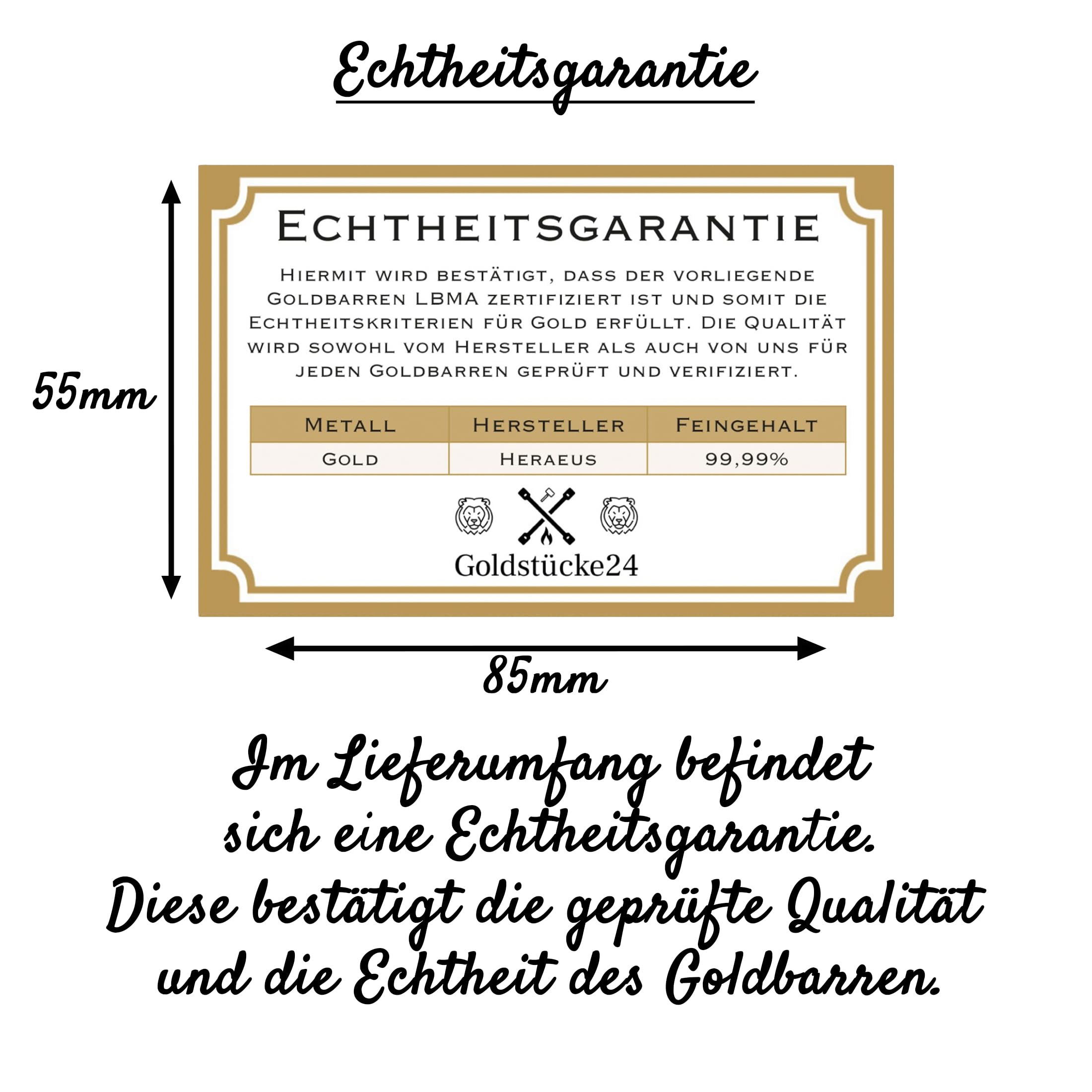 Gold zum Verschenken – Heraeus Goldbarren - Feingold - Anlagegold - verschiedene Größen wählbar - inkl. Geschenkverpackung, Grußkarte und Echtheitsgarantie (5g Gold)