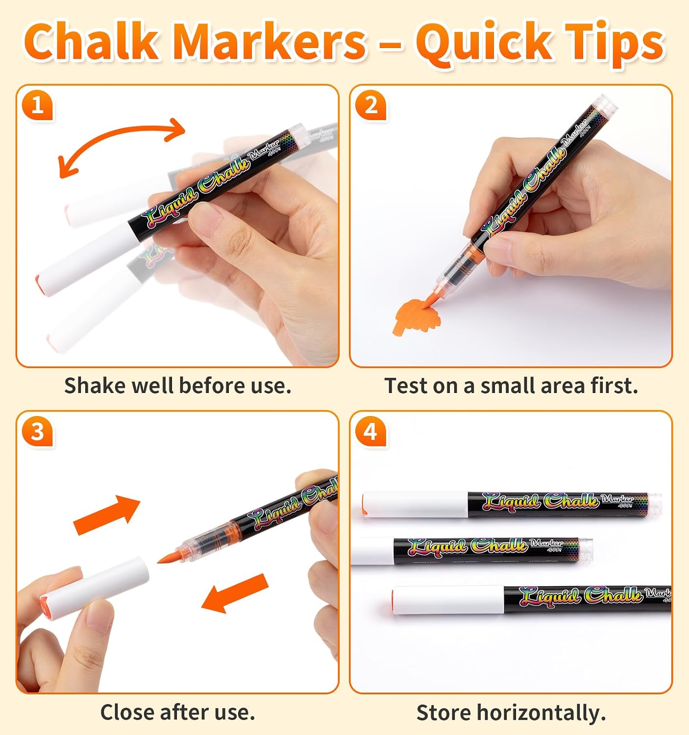 24-Color Chalk Markers with Automatic Ink Control, Flexible Brush Tip