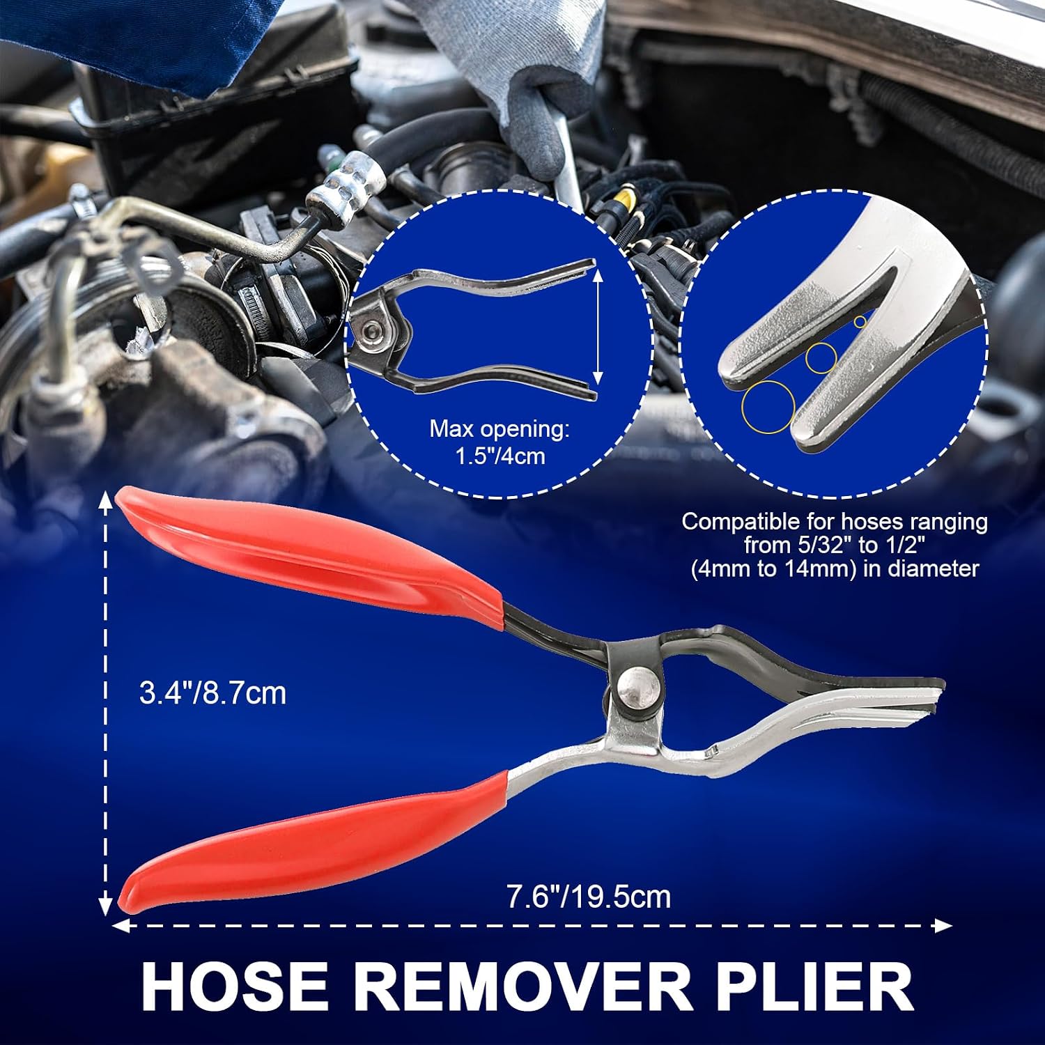 DASBET 5PCS Fuel Line Pliers Set | Hose Remover Tool Heavy-Duty Hose Clamp Pliers Set with Filter Caliper, Hose Pipe Clamp Clip Hose Clamp Tool Disconnect Pliers for Auto Maintenance