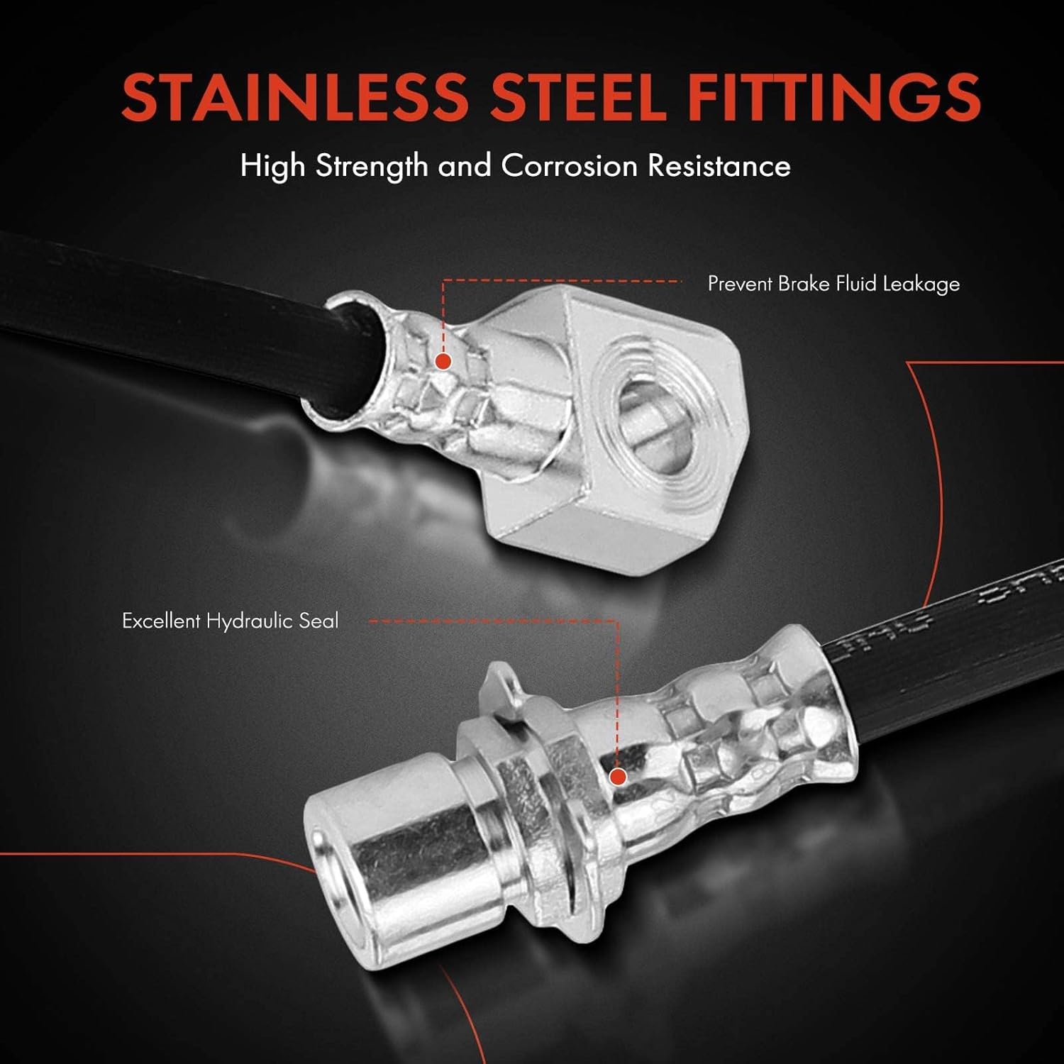 A-Premium Front Driver and Passenger Brake Hydraulic Hose Compatible with Ford Models - For F-150 2010-2011 - Replace# AL3Z2078E (Pack of 2)