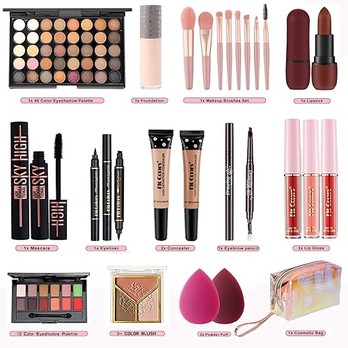 Miniatura 2 de Kit de maquillaje todo en uno, kit de maquillaje portátil para mujeres, kit completo de maquillaje profesional, juego de maquillaje multiusos para