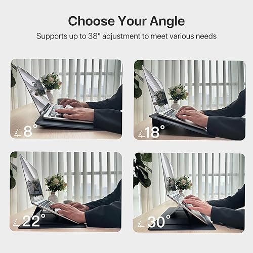 Miniatura 4 de HUANUO Soporte magnético para laptop de 10 a 17 pulgadas, elevador portátil plegable para laptop con soporte para teléfono y cojín de muñeca,